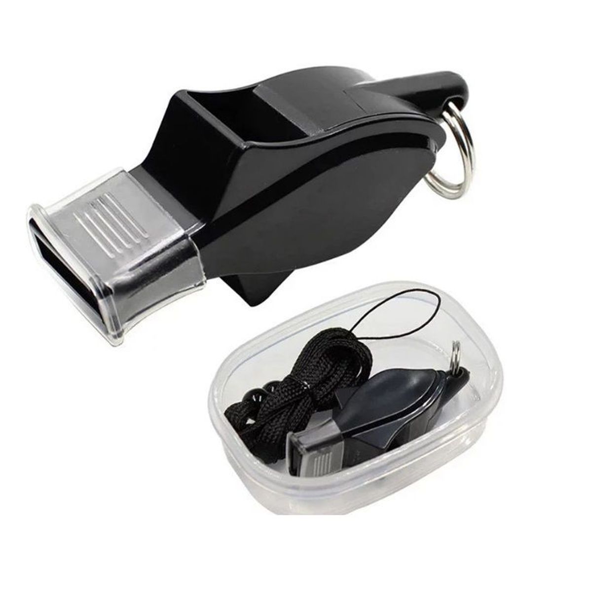 GENERICO - Silbato Pito Deportivo Profesional 3 Protectores Estuche Pro