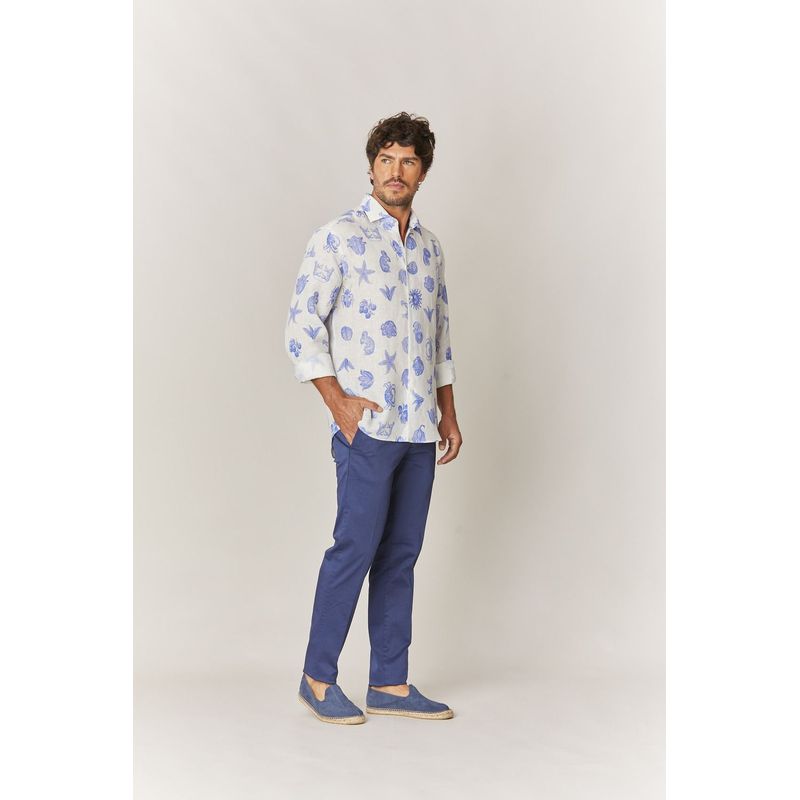 SOLOIO - Camisa de lino Giorgio blanco