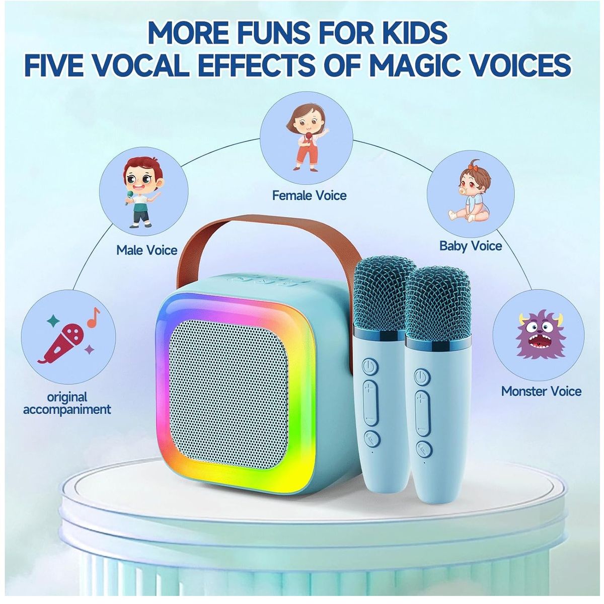 ONE PIXEL - Kit Parlante Y Micrófono Karaoke Bluetooth Doble Microfono