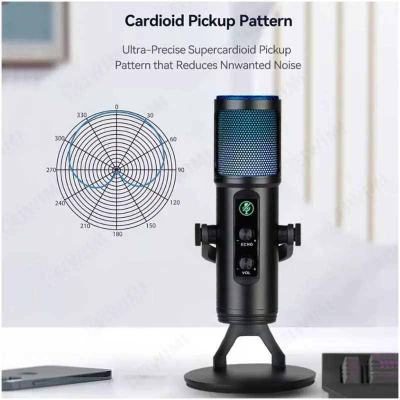 mic☺︎ Micrófono Sunatur Zx-776 Inalámbrico Gamer Condensador Rgb