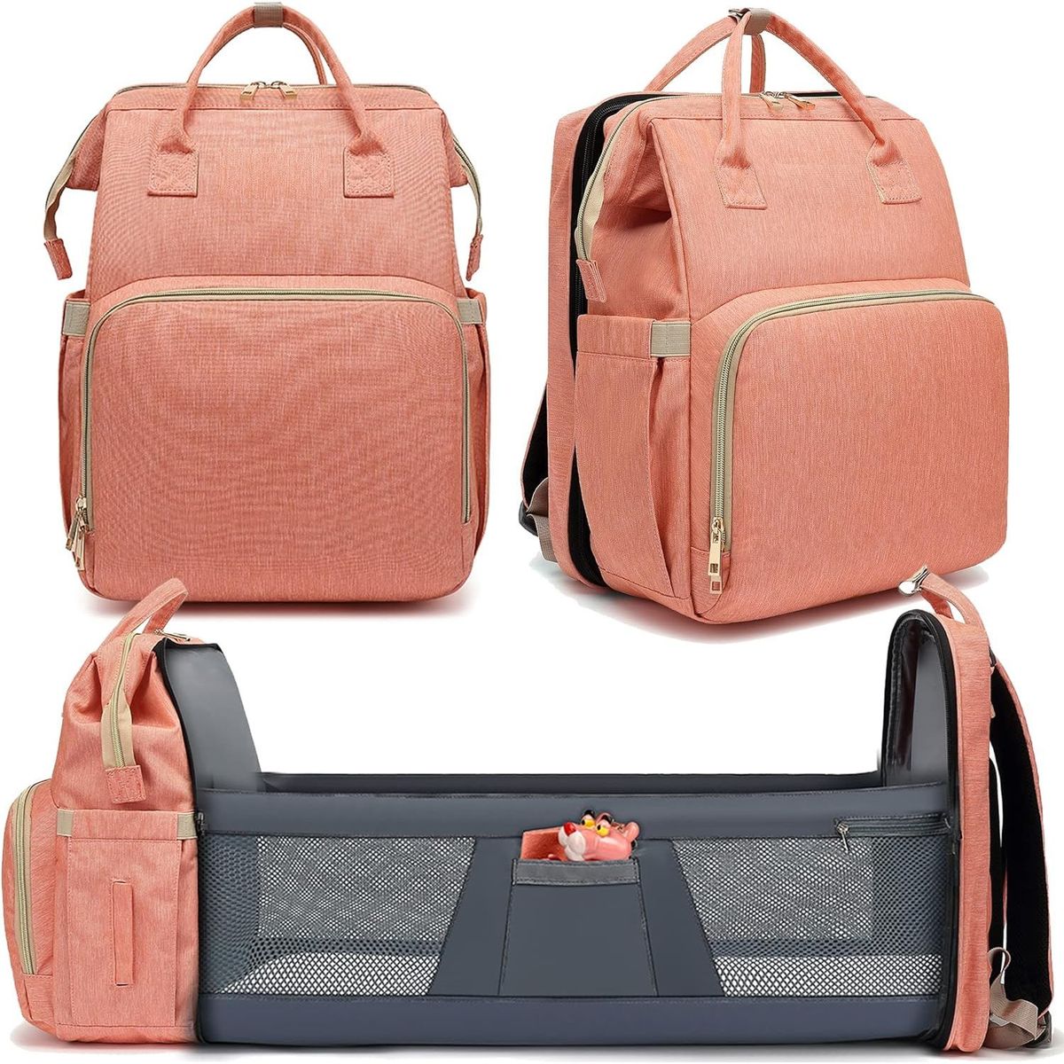 ONE PIXEL - Bolso Morral Pañalera Cambiador Cuna Portatil  Para Bebé COn Puerto de Carga USB One Pixel