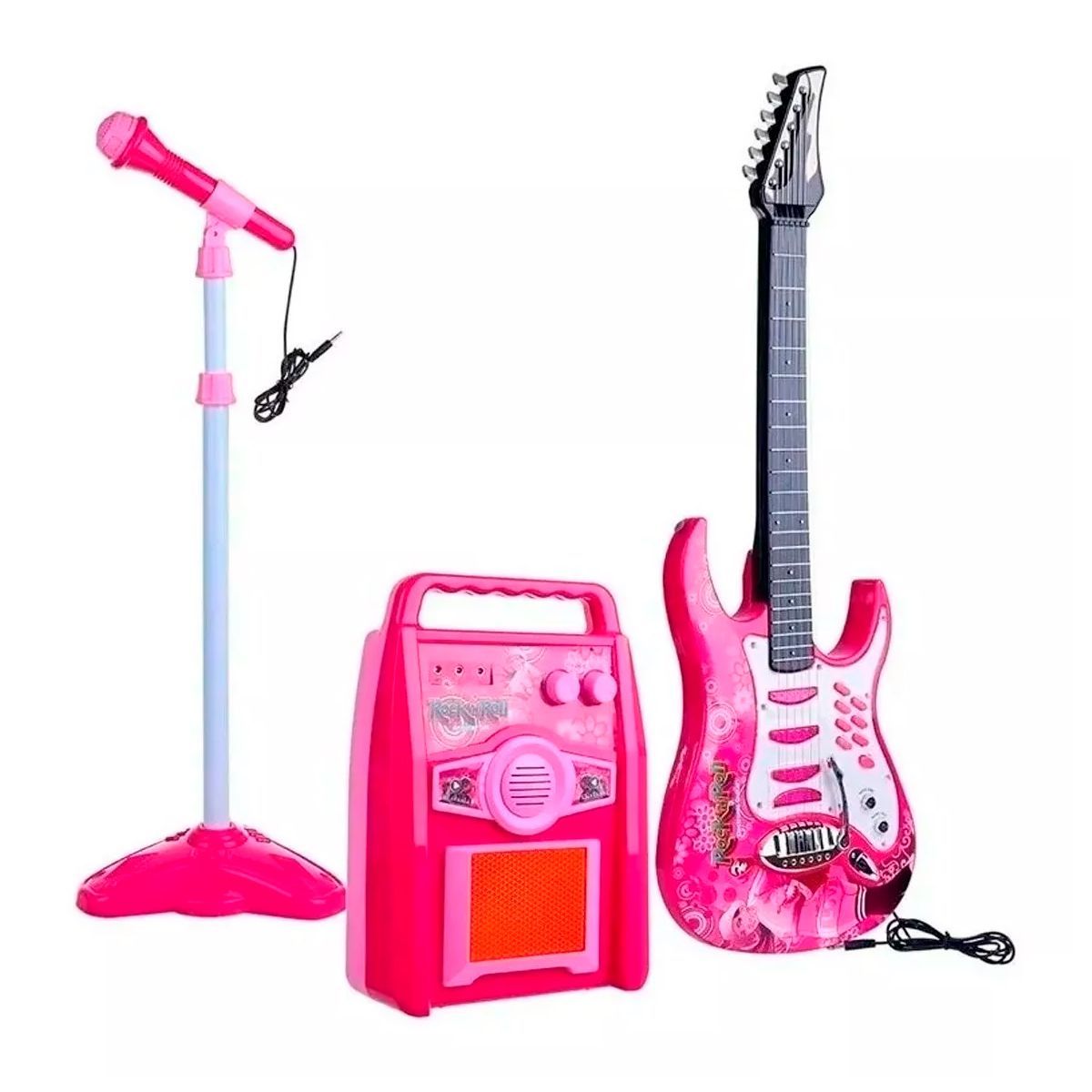 GENERICO - Guitarra Eléctrica De Juguete Microfono Parlante Rock Rosada