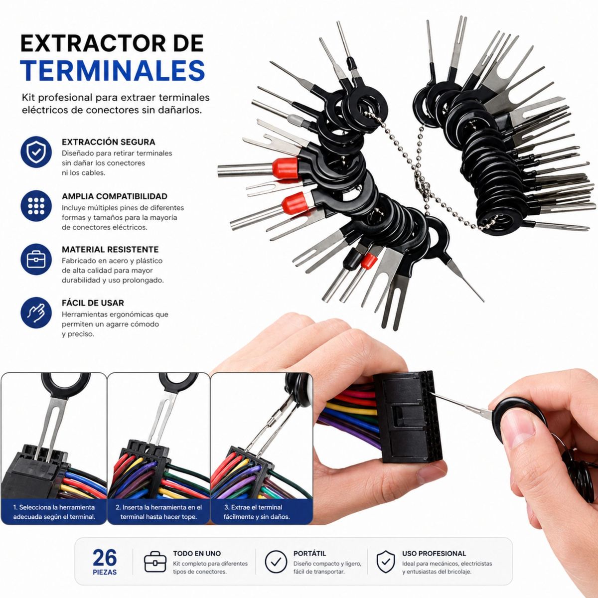 GENERICO - Extractor Terminales Carros Cableado Electrico Computadora