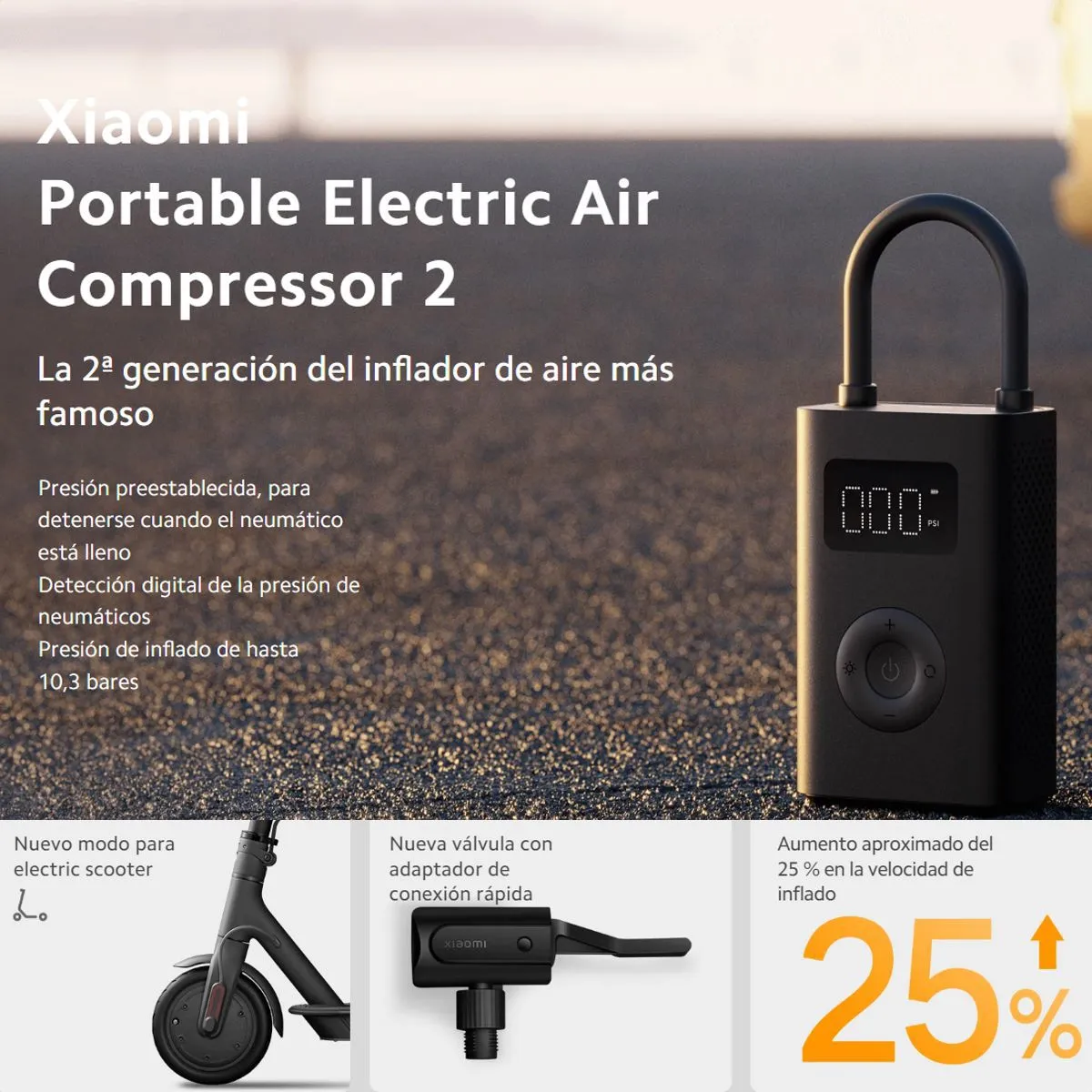 XIAOMI - Xiaomi Portable Electric Air Compresor 2 / Inflado 6 Modos
