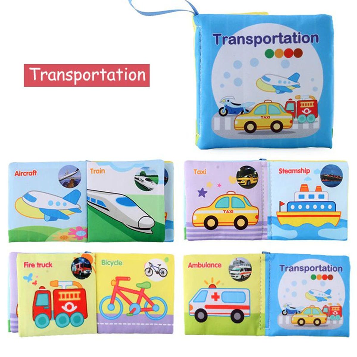GENERICO - Libros Para Bebes Aprender Y Leer Transportes Ingles Tela Pr
