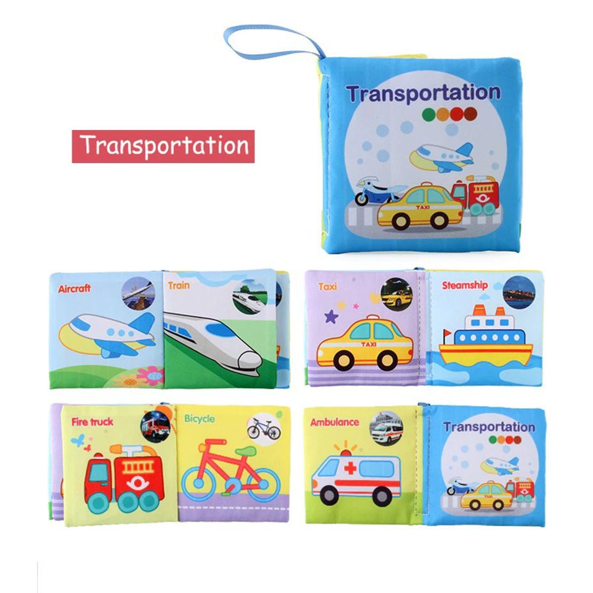 GENERICO - Libros Para Bebes Aprender Y Leer Transportes Ingles Tela Pr