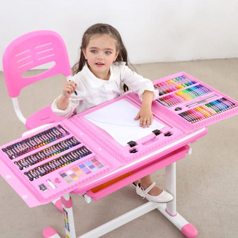 GENERICO - Kit Escolar Rosado - Colores Crayones Marcadores