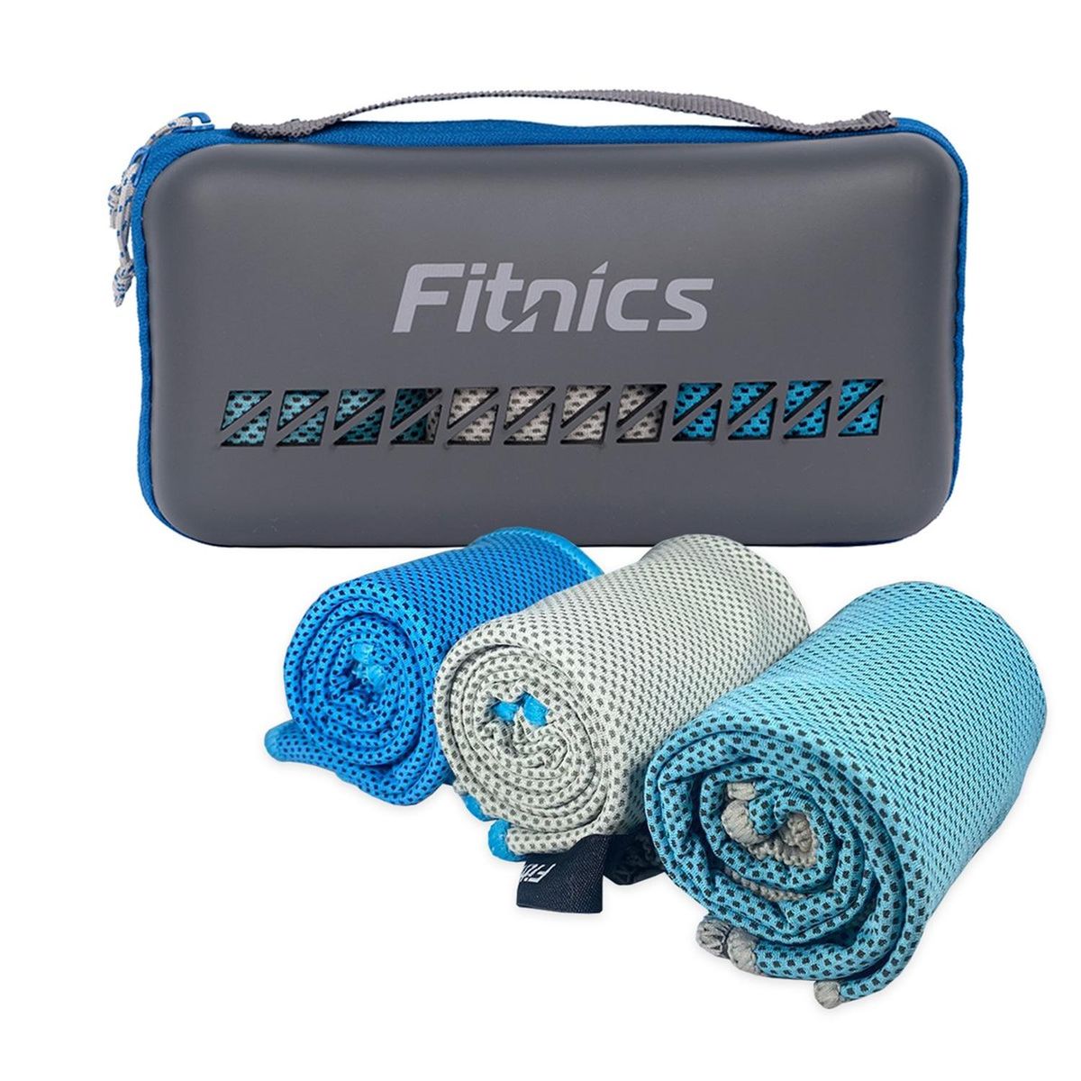 FITNICS - Toalla Microfibra Set de 3 100x30 Ejercicio +Estuche - Gris-