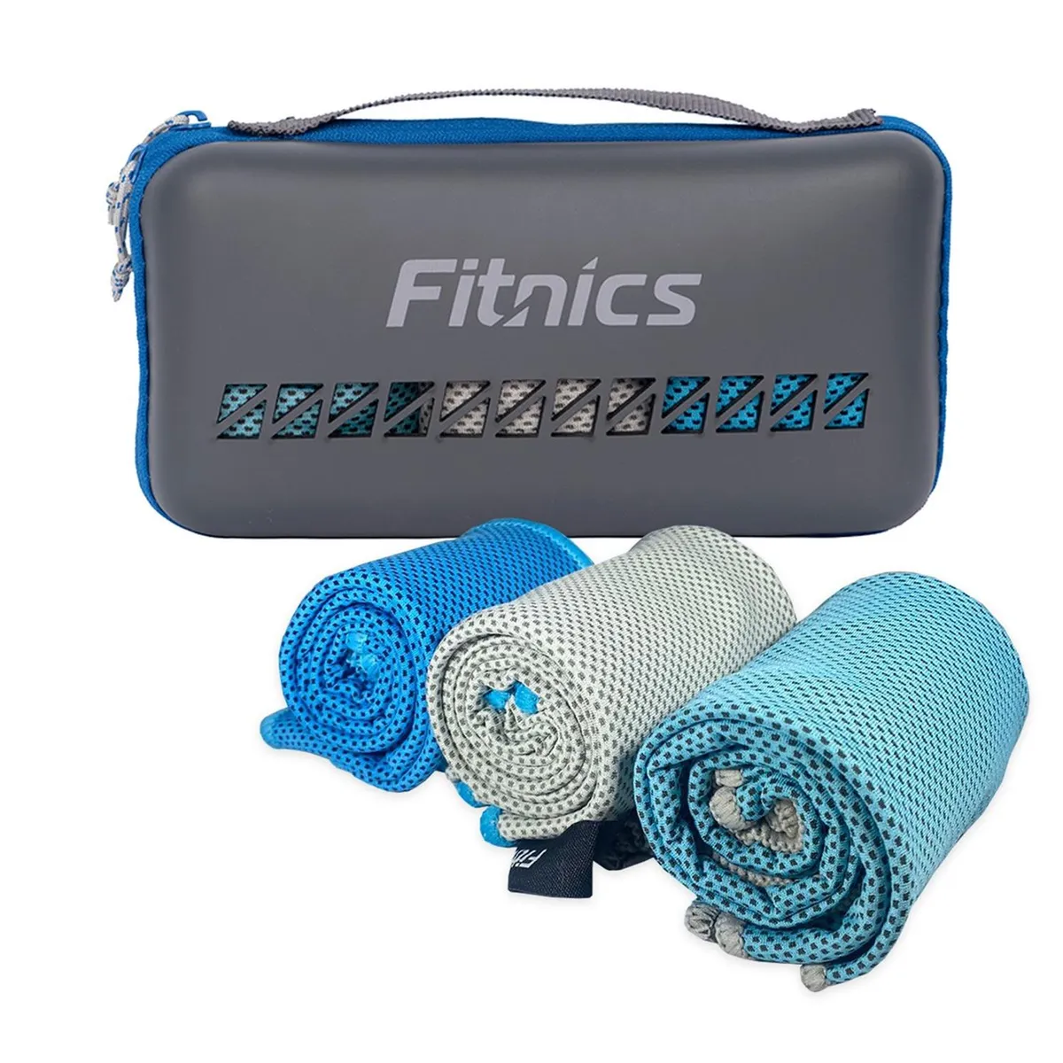 FITNICS - Toalla Microfibra Set de 3 100x30 Ejercicio +Estuche - Gris-