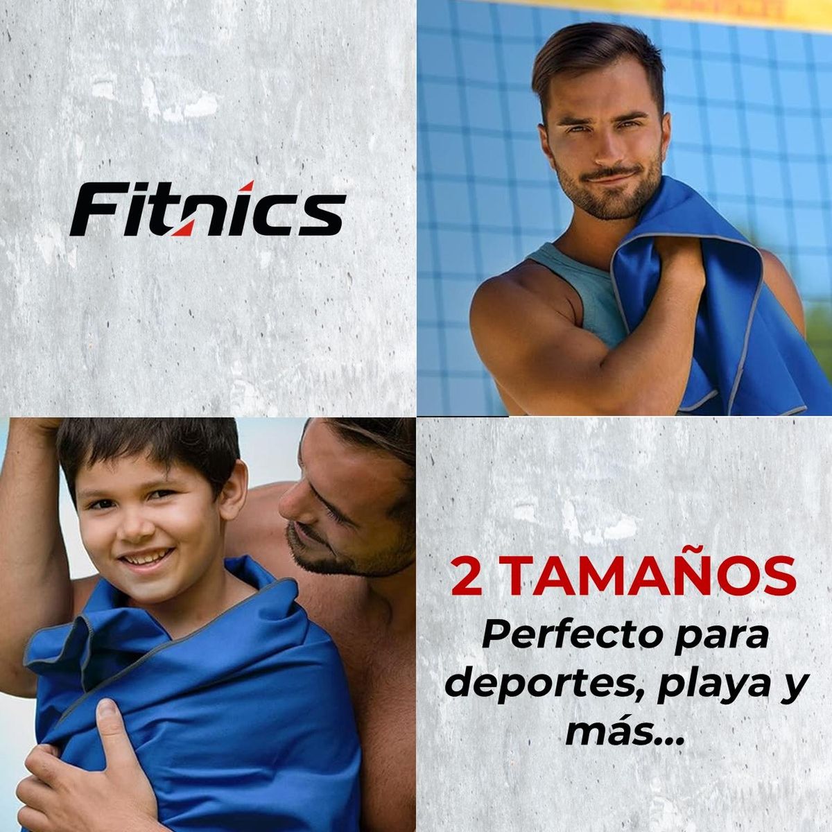 FITNICS - Toalla Microfibra Set x2 + Estuche (77x153 + 39x39) - Azul-