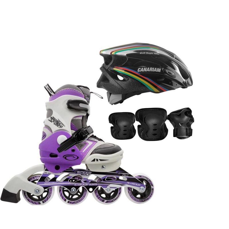 CANARIAM - PATINES SPEED BOLT  MORADO 33-36 KIT C4 MAS CASCO CHAMPION
