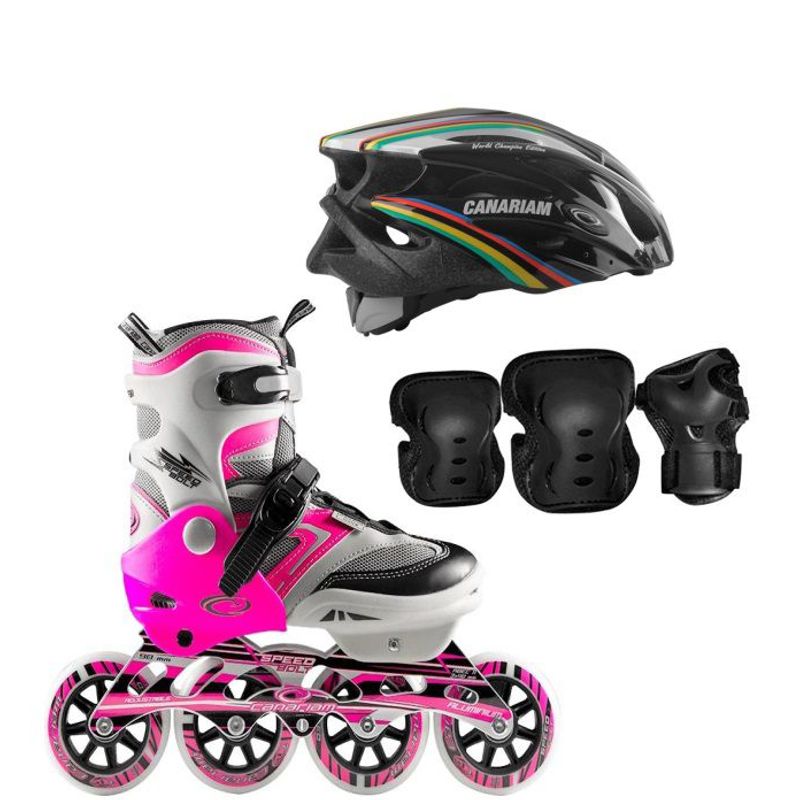 CANARIAM - PATINES SPEED BOLT  FUCSIA 37-40 KIT C4 MAS CASCO CHAMPION