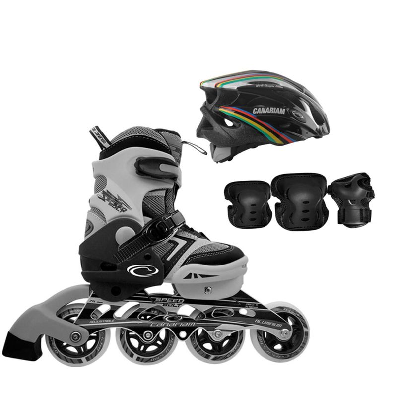 CANARIAM - PATINES SPEED BOLT NEGRO 29-32 KIT C4 MAS CASCO CHAMPION
