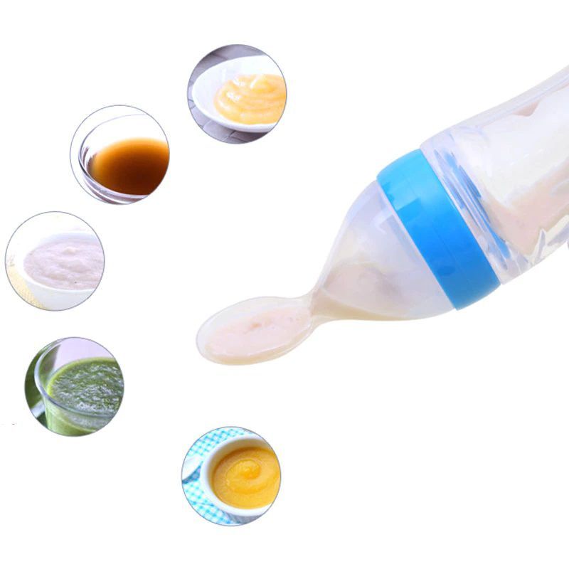 GENERICO - Biberón Tetero  Cuchara De Silicona Dispensador Comida 90ml