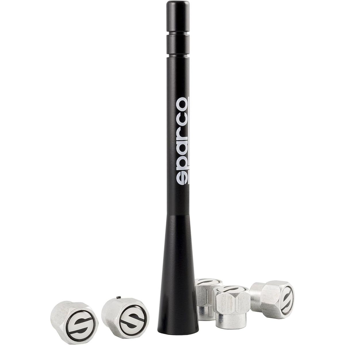 SPARCO - Antena Para Radio Carro + 5 Tapas Valvula Sparco SPC1417