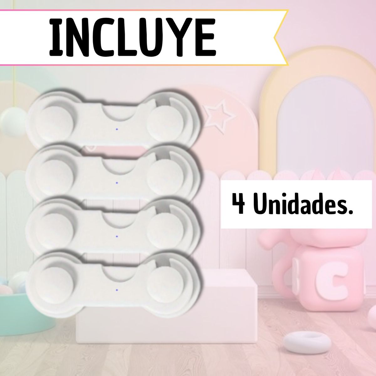 GENERICO - Broche Bloqueo Seguro Cajón Puertas Protección Bebé Niños X4