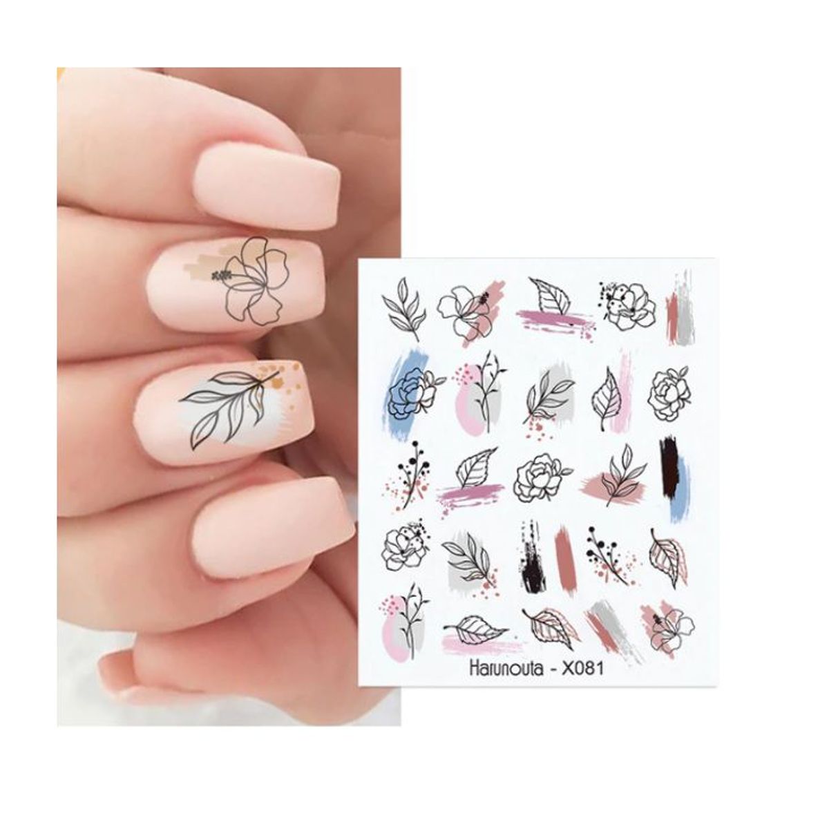 GENERICO - Lamina Sticker Pegatina Para Uñas Diseño Flores Tonos Pastel