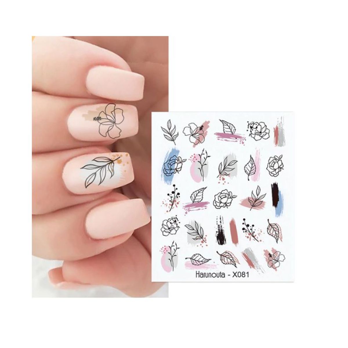 GENERICO - Lamina Sticker Pegatina Para Uñas Diseño Flores Tonos Pastel