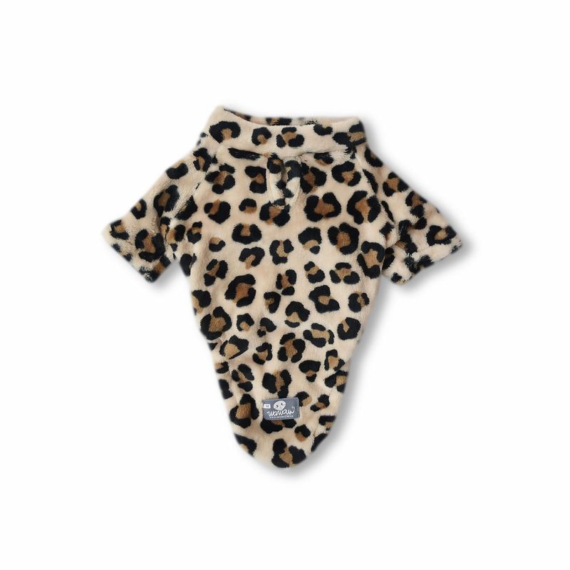 WAWAW - Saco para perro de cuerpo largo talla M cuello nerú animal print café Wawaw