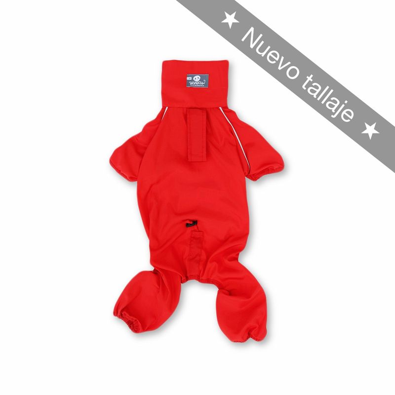 WAWAW - Impermeable 4patas para perro  talla L rojo con embone reflectivo y cuello alto Wawaw