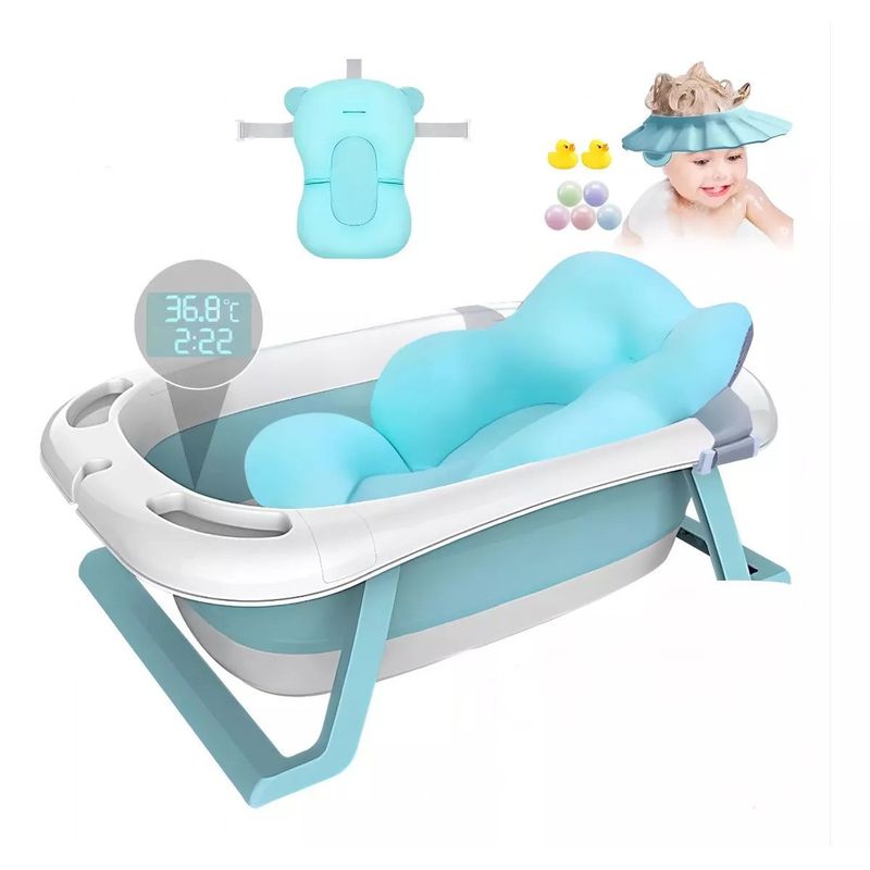 GENERICO - Bañera Tina De Baño Plegable Portatil Con Cojín Para Bebés