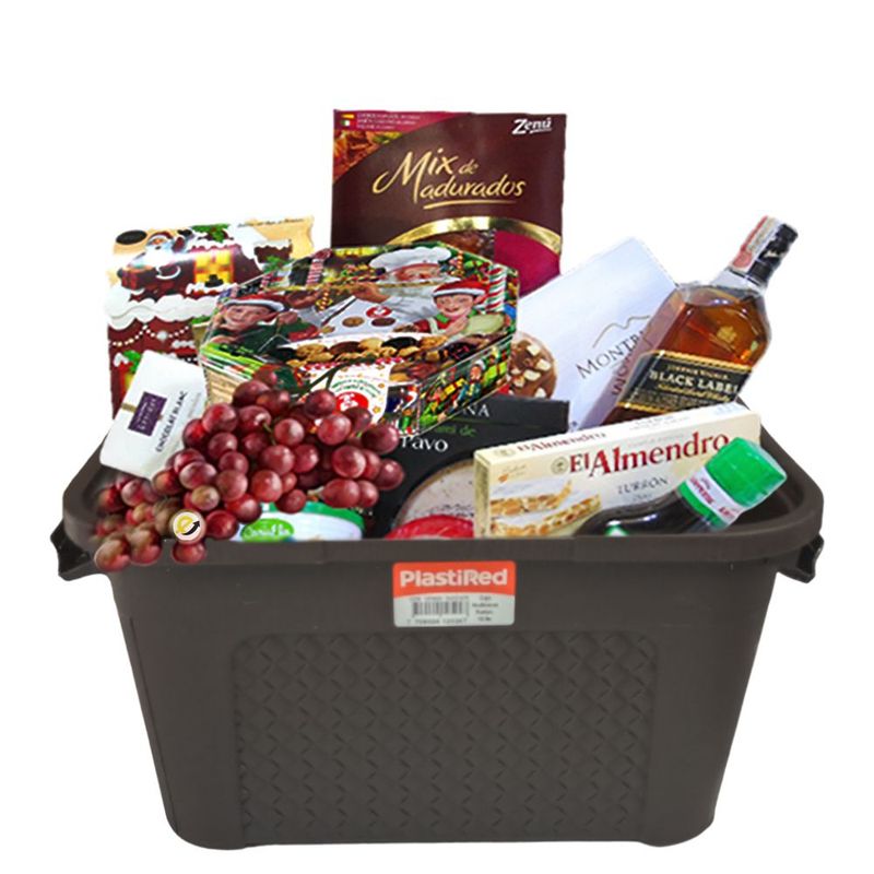 PLASTIRED - Caja Para Anchetas Rattan De 10lt Con Azas Y Manija Multiuso