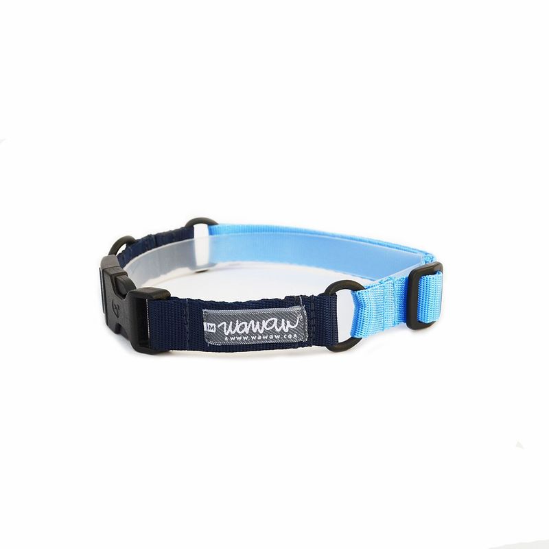 WAWAW - Collar para perro talla M bicolor azul oscuro y azul claro Wawaw