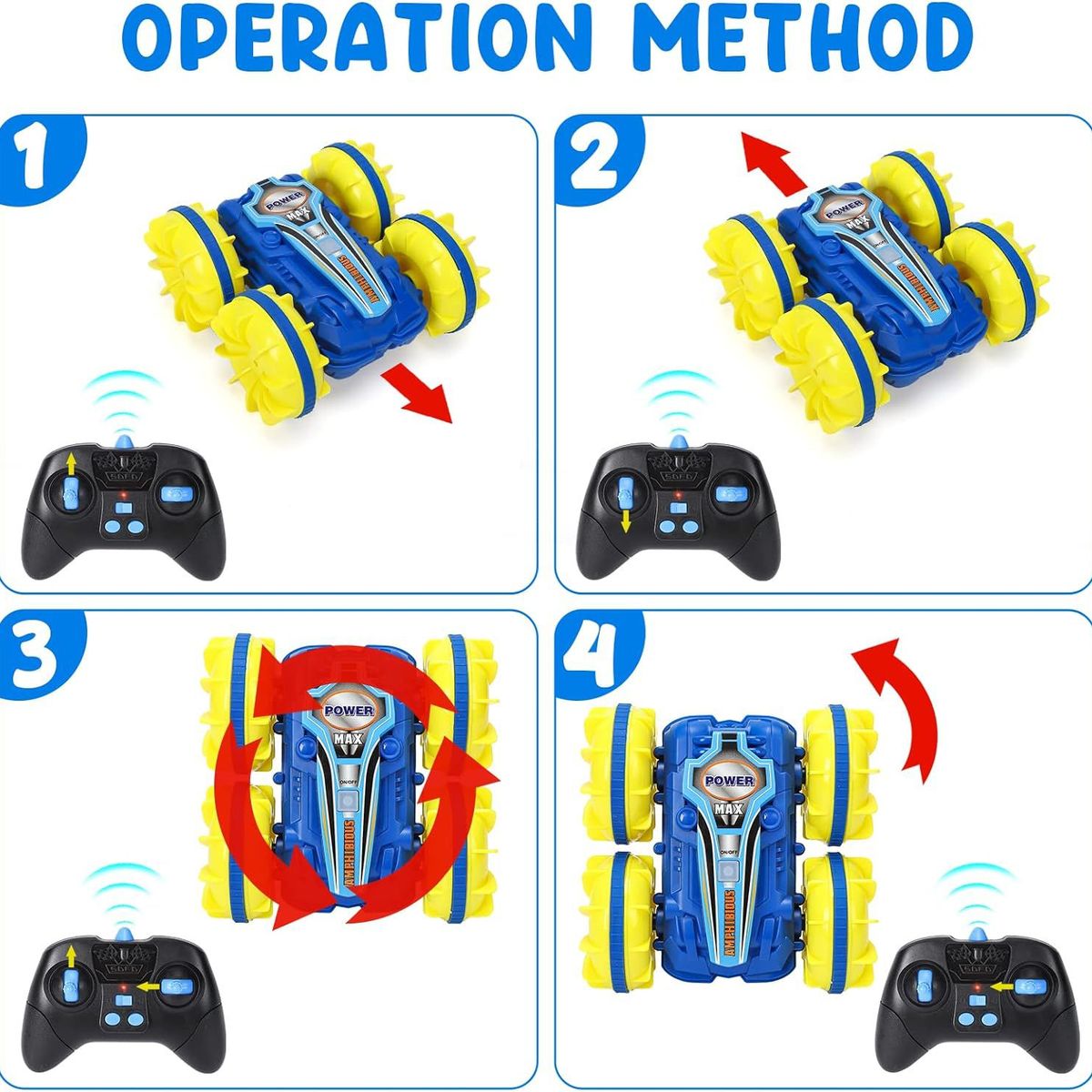 GENERICO - Carro Control Remoto Rc Anfibio 2 En 1 Recargable Giro 360