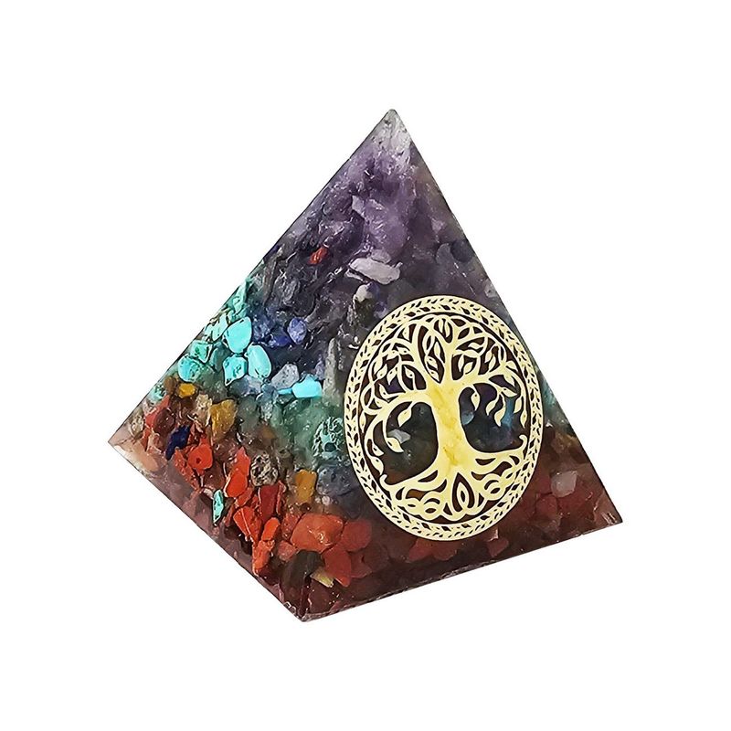 DAYOSHOP - Pirámide 7 Chakras Árbol De La Vida Piedra Natural Orgonita
