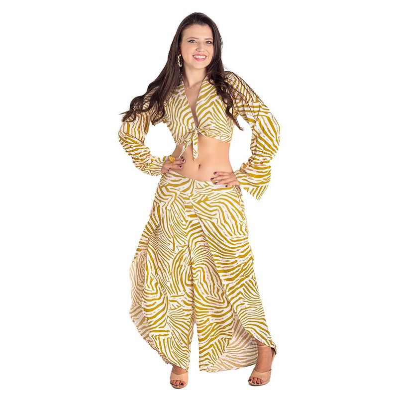 FREYDA - Conjunto Top Y Pantalón Ancho Animal Print Estilo Freyda