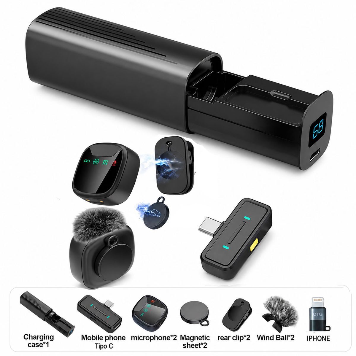 GENERICO - Micrófonos Inalámbricos para Celular Tipo C - iPhone y Computador Usb