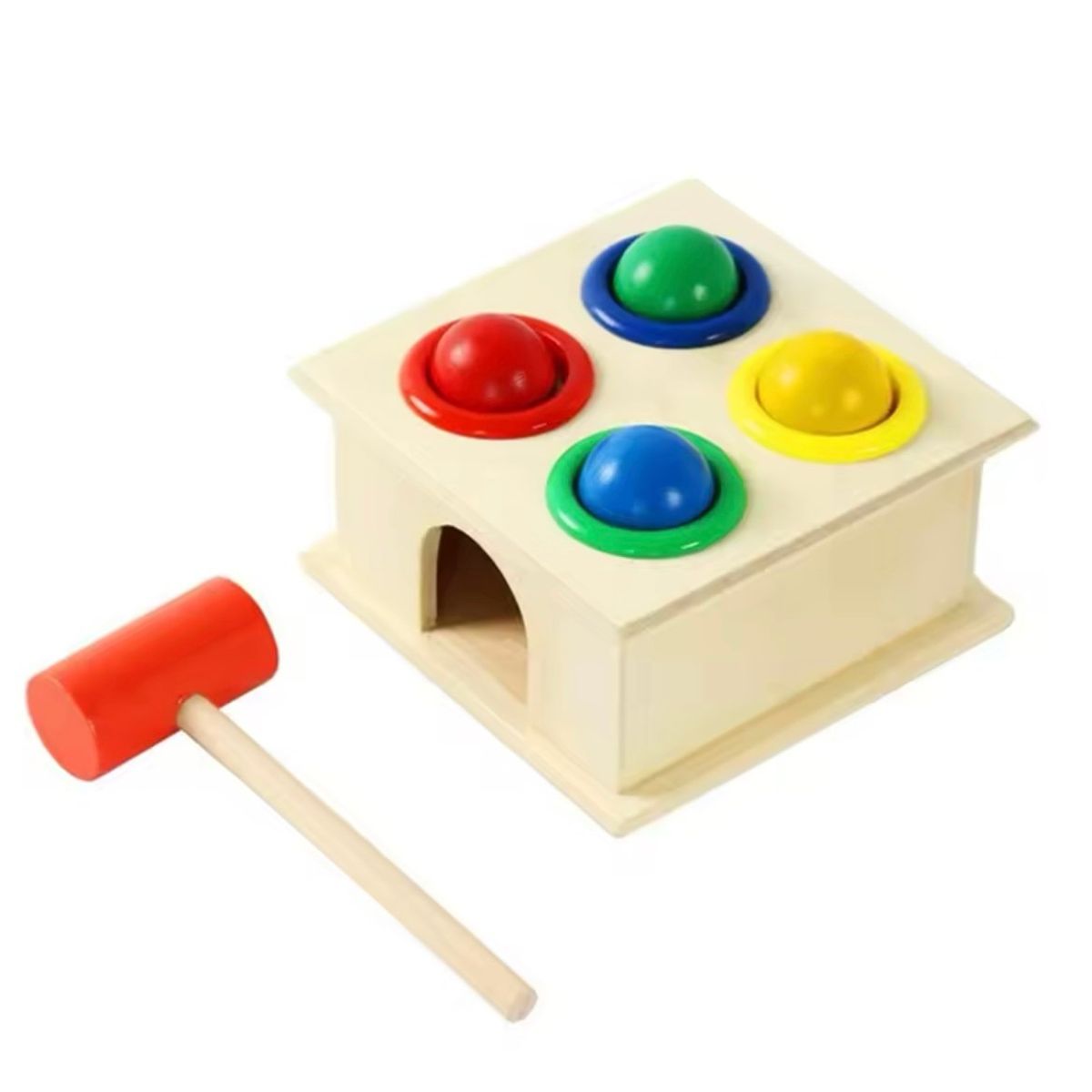 GENERICO - Cubo Didactico De Madera Con Martillo Juguete de Motricidad