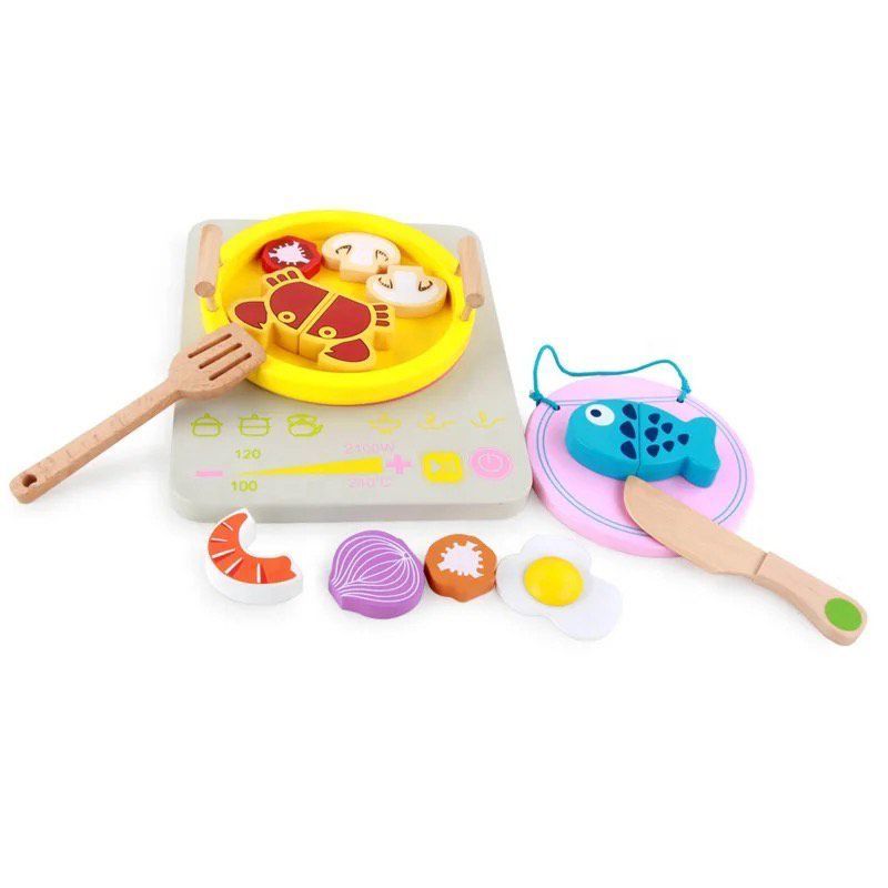 GENERICO - Set Comida En Madera Didactico Cocina Chef Niños