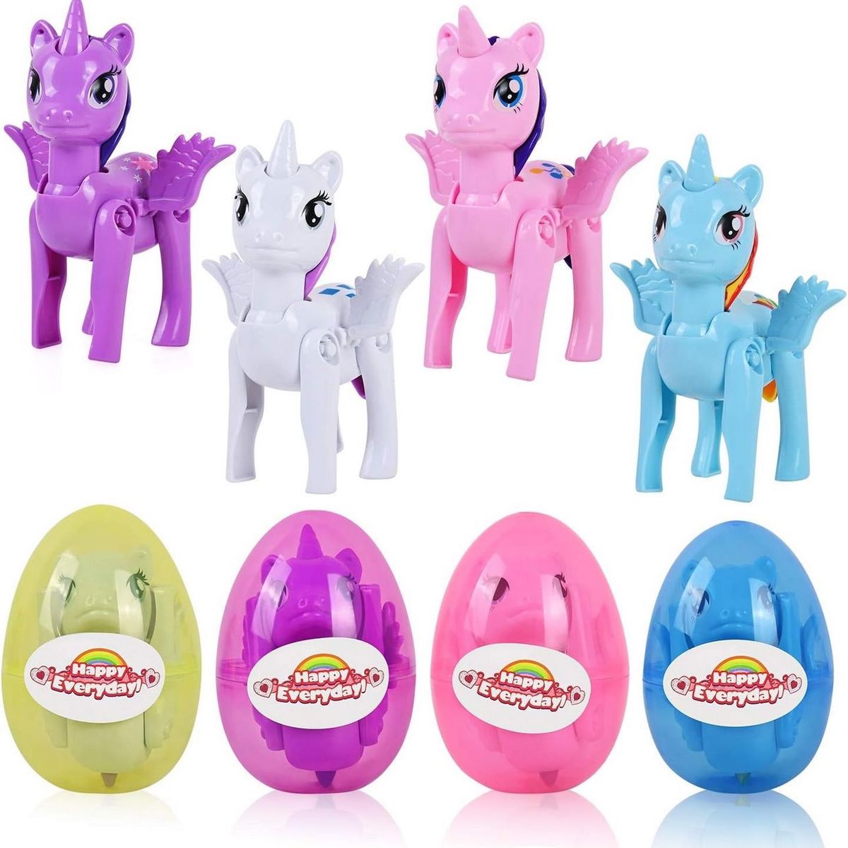 DAYOSHOP - Unicornio Pony Juguete Niñas Huevo Sorpresa Didactico X 4 Un