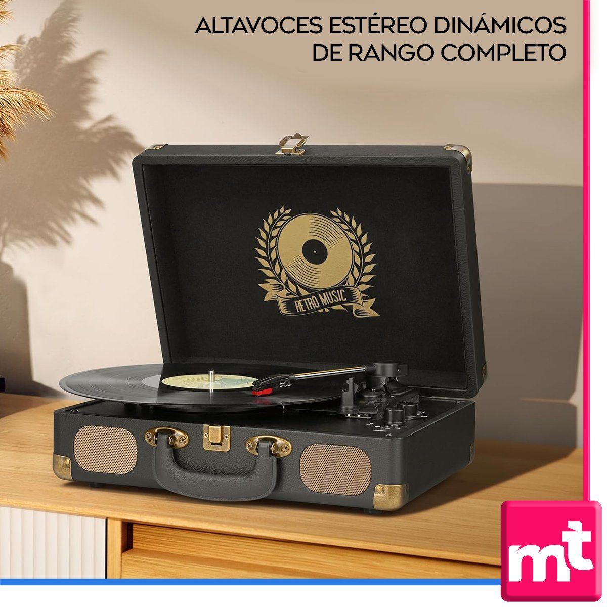 GENERICO - Tocadiscos Reproduce y Graba Vinilos Lp altavoces y Bluetooth Receptor