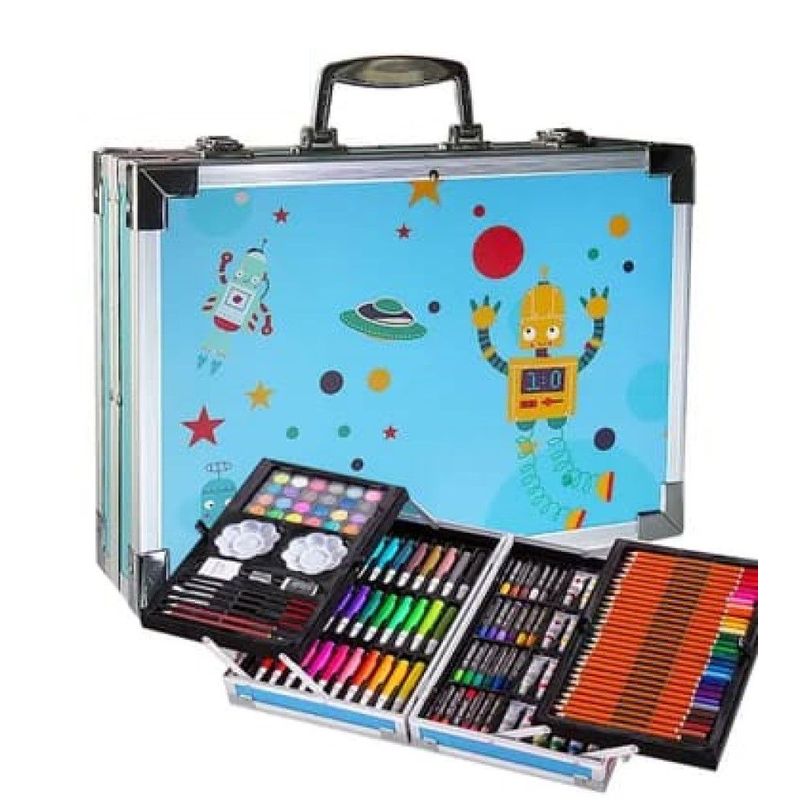 MARKET TOYS - Set Creativo Kit Dibujo Arte Maleta Metalica X 145pcs