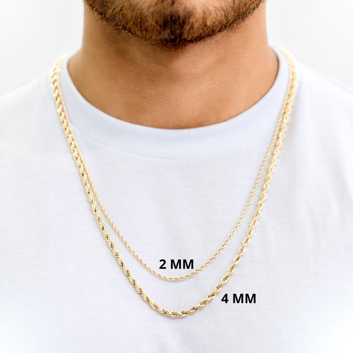 GLEAM GOLD - Cadena Oro Laminado 18 Kilates Unisexo Tejido Lazo 2 MM 65 CM_.