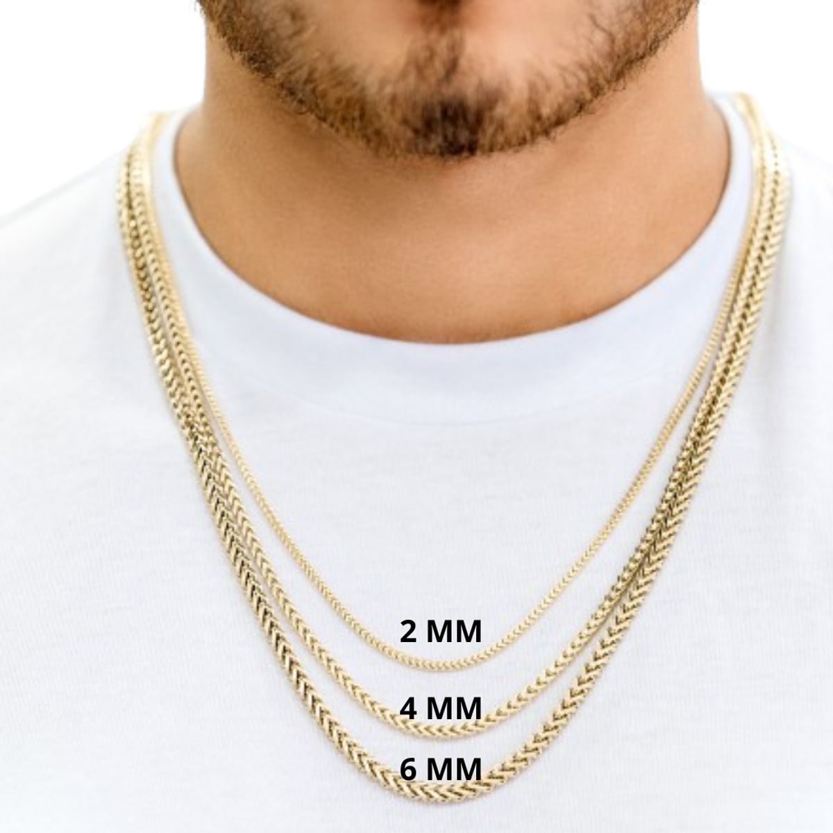 GLEAM GOLD - Cadena Oro Laminado 18 Kilates Unisexo Tejido Franco 2 MM 65 CM_.