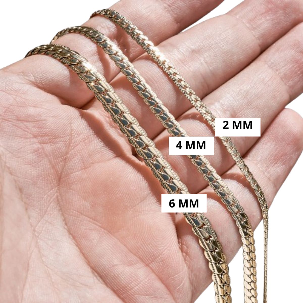 GLEAM GOLD - Cadena Oro Laminado 18 Kilates  Unisexo Tejido Grabado 2 MM 65 CM_.