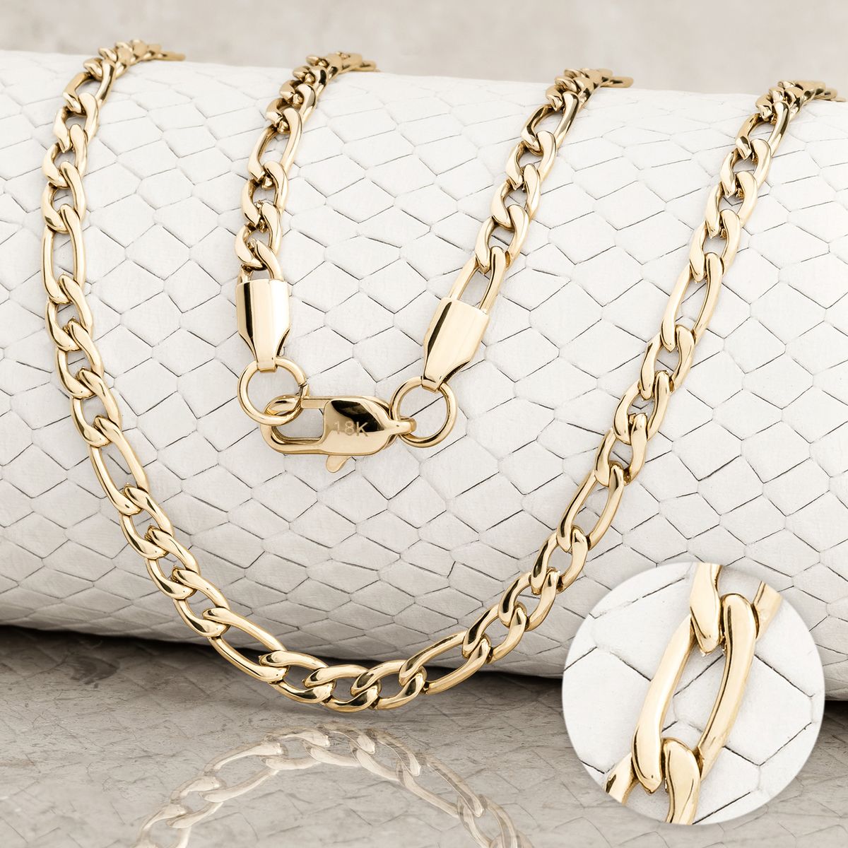 GLEAM GOLD - Cadena Unisexo Tejido Carter 4 MM 65 CM Oro Laminado 18 Kilates