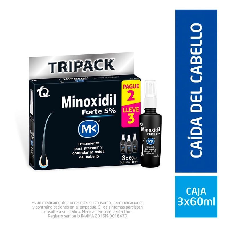 MK - Minoxidil Mk Sol 5% 60ml X 3und - mL a $666