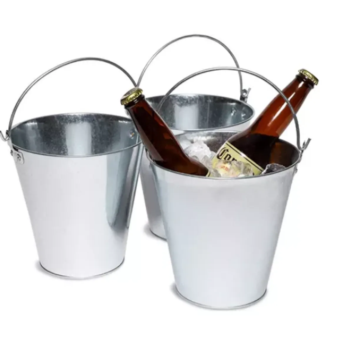 UNICO - 1x Balde Cubeta Metal Hielera Galvanizado Champaña Vinos Cervezas