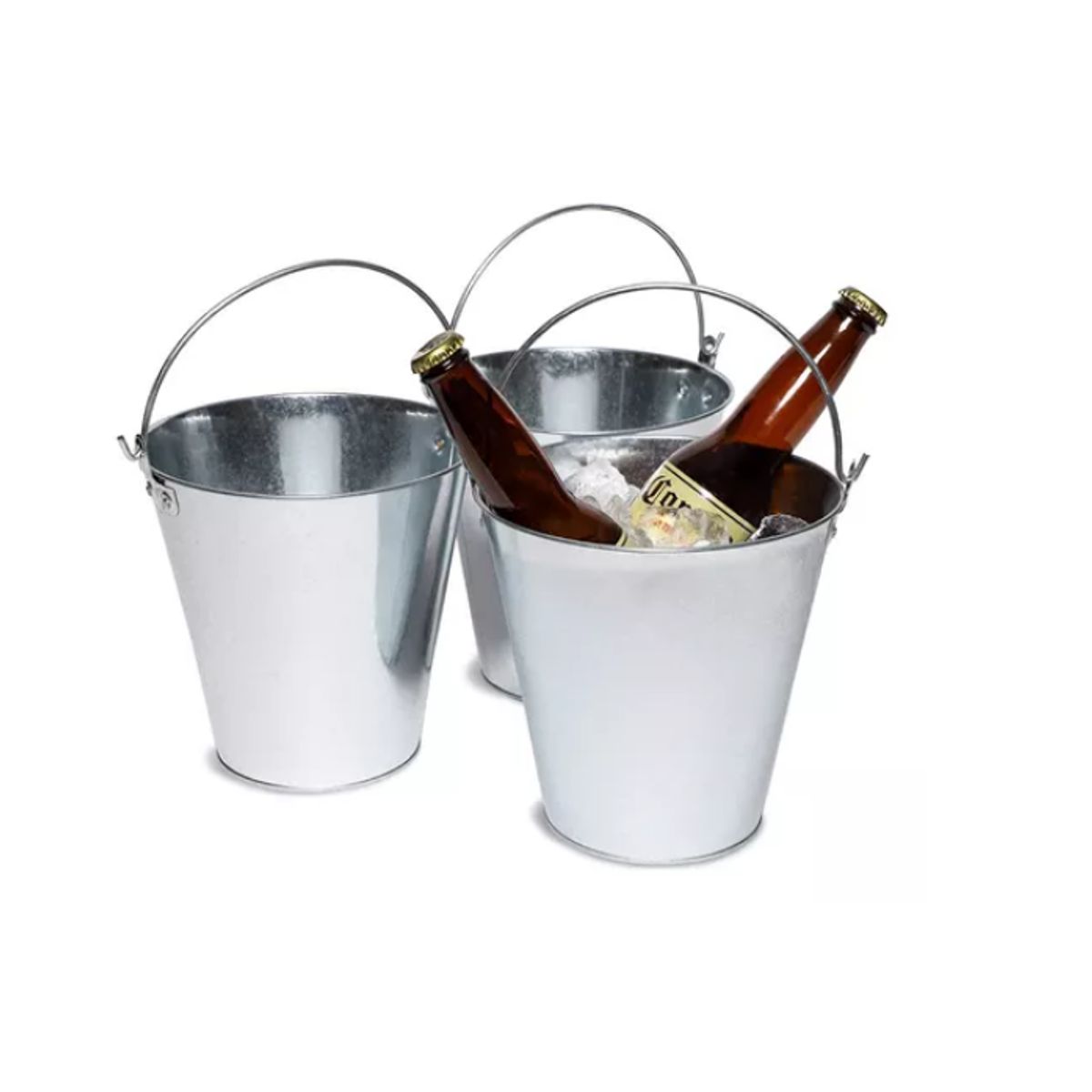 UNICO - 1x Balde Cubeta Metal Hielera Galvanizado Champaña Vinos Cervezas