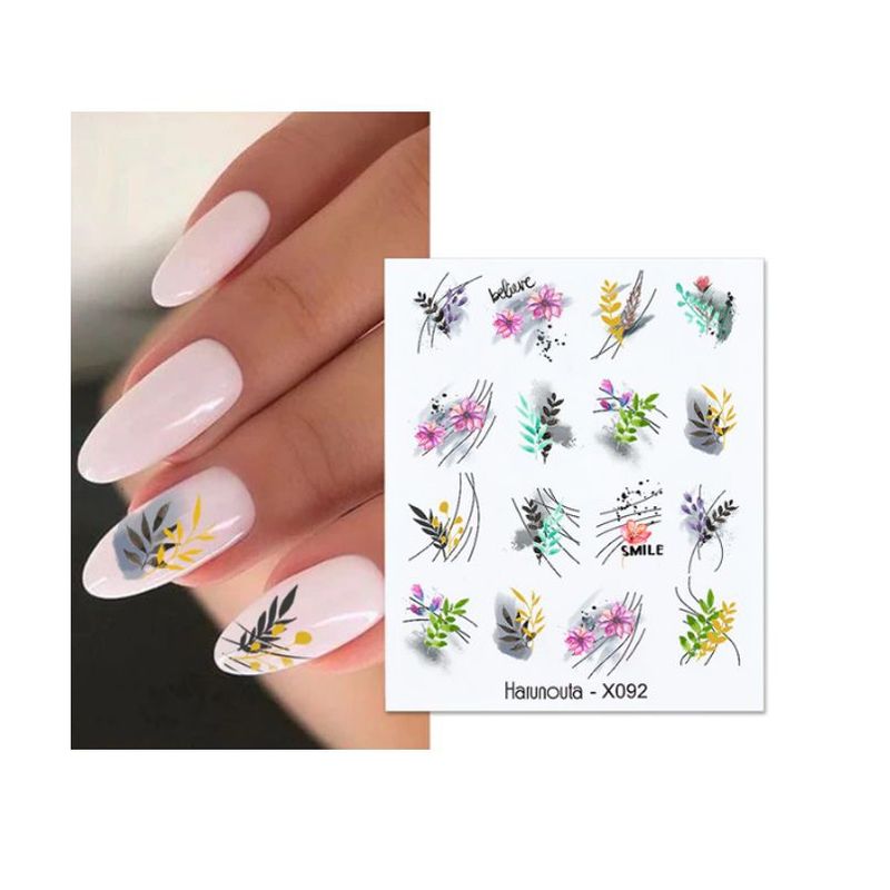 GENERICO - Lamina Sticker Pegatina Para Uñas Diseño Flores Tonos Pastel