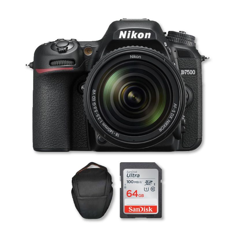 NIKON - Nikon D7500 4K con lente 18-140mm  Memoria 64Gb de 100Mbs  Bolso