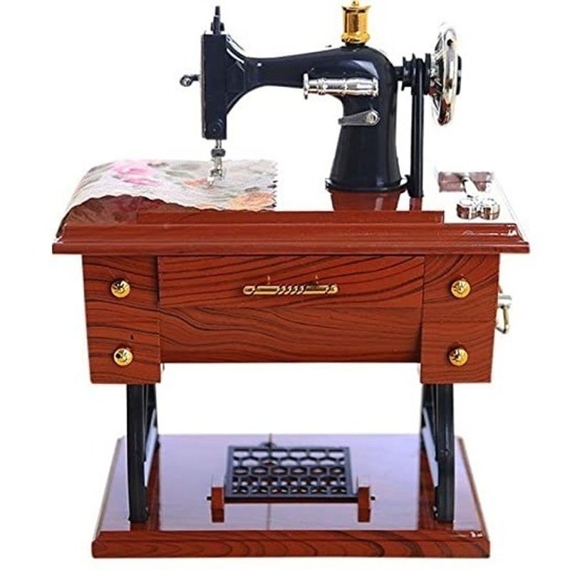GENERICO - Maquina Coser Musical Mini Costura Vintage Marron 20 Cm