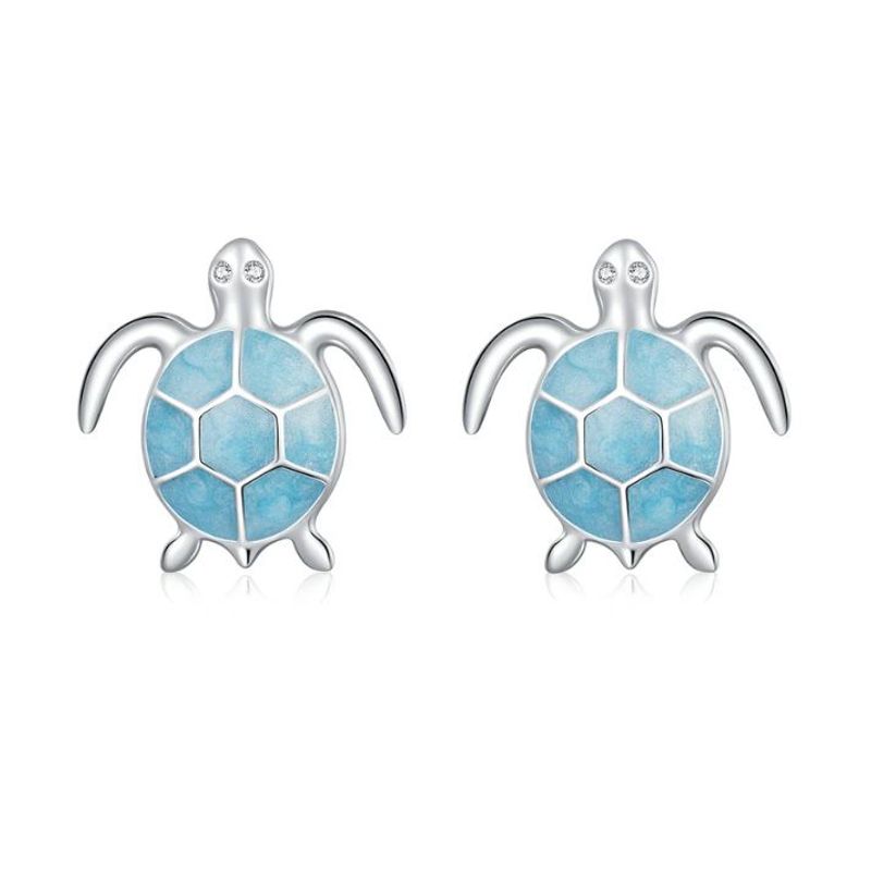 ALHAJAS - Aretes Topos Para Mujer Tortuga Marina Fabricados En Plata 925