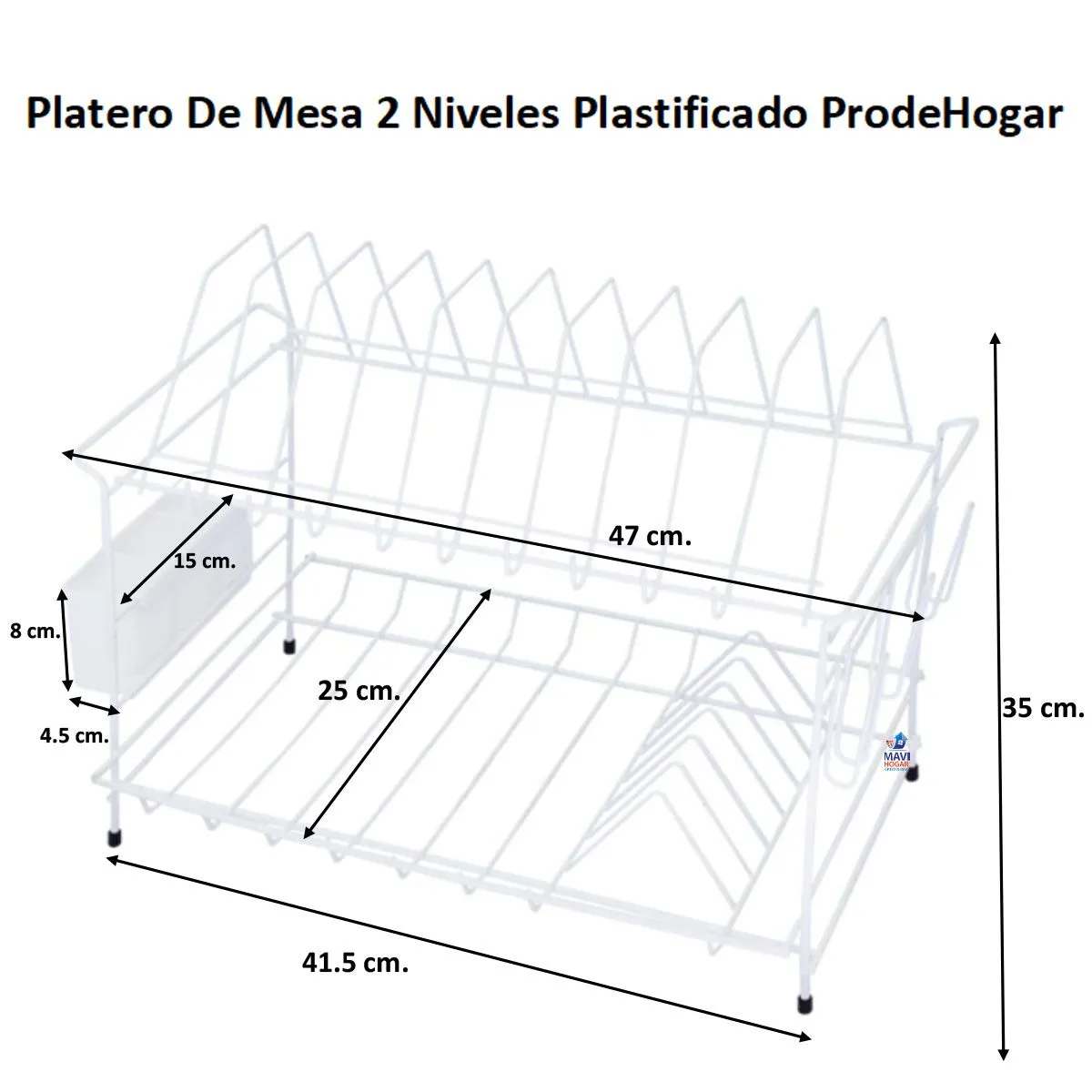 PRODEHOGAR - Platero Organizador Vajilla De Mesa Plastificado 2 Niveles