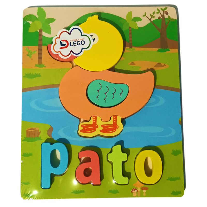 GENERICO - Rompecabezas Madera Montessori Pato Con Fondo Para Niños