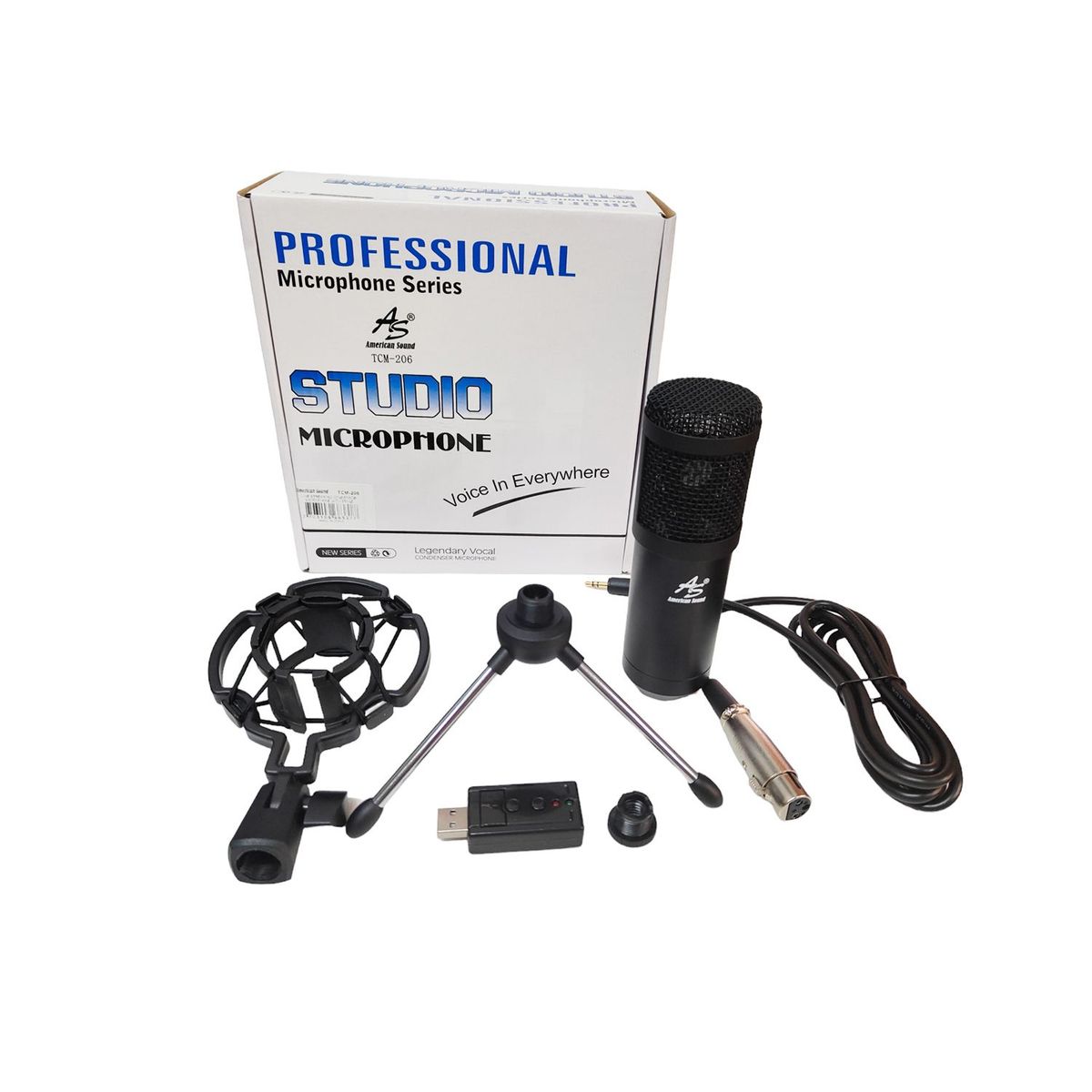 AMERICAN SOUND - Micrófono streamer tripode american soun TCM-206 adatapdor computador